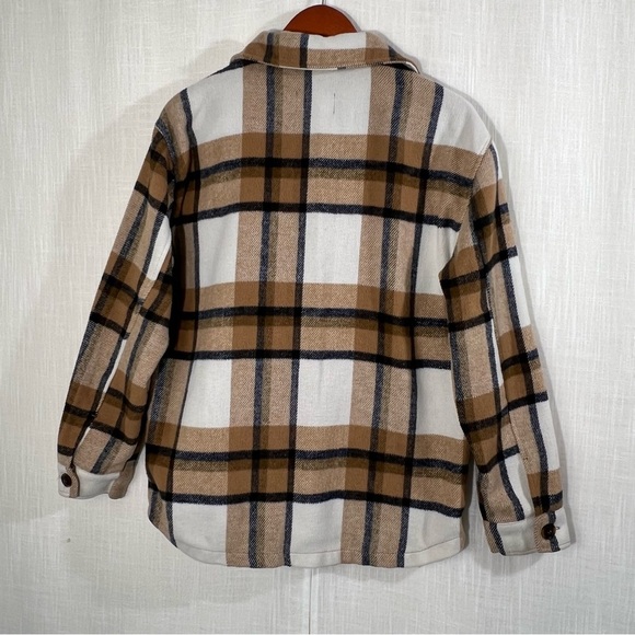 Love Tree Neutral Plaid Heavy Weight Shacket Shirt Jacket Size S - Picture 6 of 9